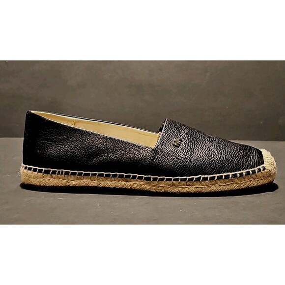 Michael Kors Kendrick Slip On Espadrille Flats MK Logo Leather Black Size: 8.5 M - Picture 4 of 15
